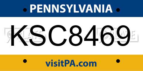 KSC8469 Pennsylvania License Plate