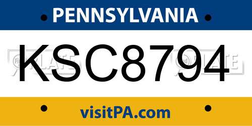 KSC8794 Pennsylvania License Plate