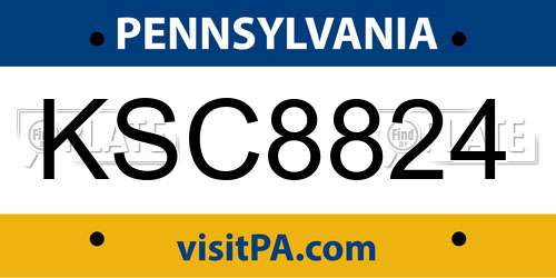 KSC8824 Pennsylvania License Plate