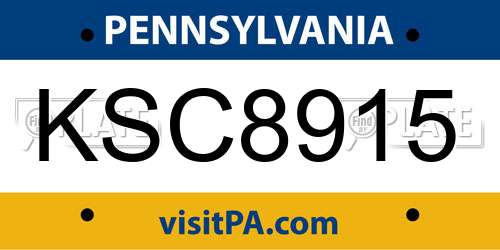 KSC8915 Pennsylvania License Plate