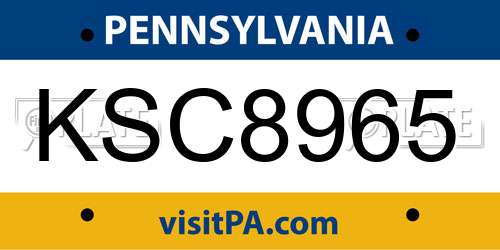 KSC8965 Pennsylvania License Plate