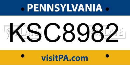 KSC8982 Pennsylvania License Plate