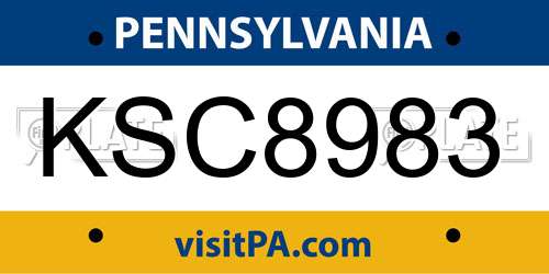 KSC8983 Pennsylvania License Plate