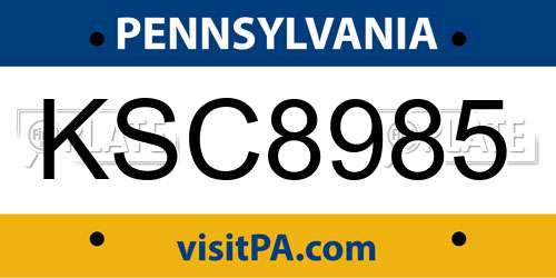 KSC8985 Pennsylvania License Plate