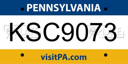 KSC9073 Pennsylvania License Plate