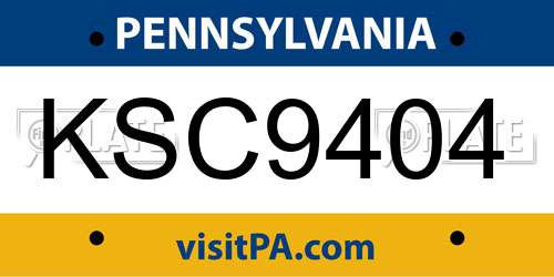 KSC9404 Pennsylvania License Plate