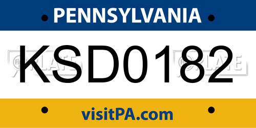 KSD0182 Pennsylvania License Plate