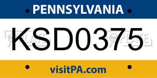 KSD0375 Pennsylvania License Plate