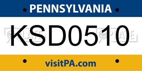 KSD0510 Pennsylvania License Plate