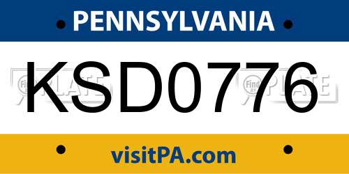 KSD0776 Pennsylvania License Plate
