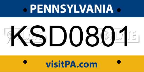 KSD0801 Pennsylvania License Plate