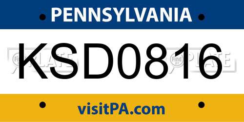 KSD0816 Pennsylvania License Plate