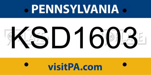 KSD1603 Pennsylvania License Plate