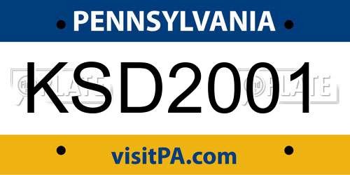 KSD2001 Pennsylvania License Plate