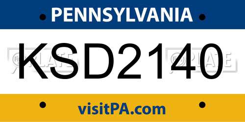 KSD2140 Pennsylvania License Plate