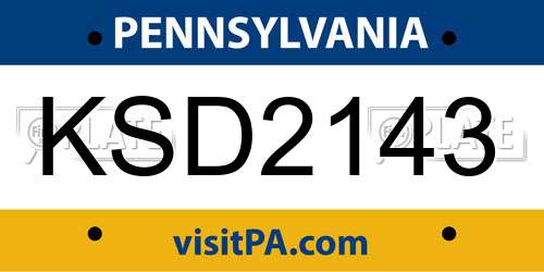 KSD2143 Pennsylvania License Plate