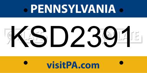 KSD2391 Pennsylvania License Plate