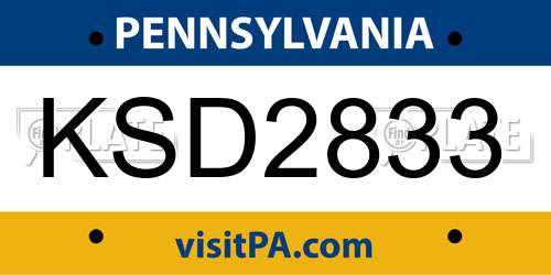 KSD2833 Pennsylvania License Plate