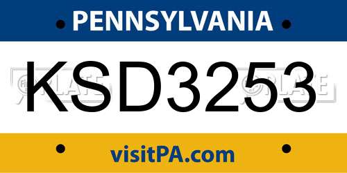 KSD3253 Pennsylvania License Plate