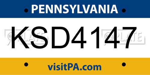 KSD4147 Pennsylvania License Plate