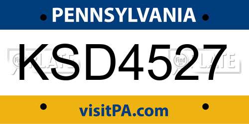 KSD4527 Pennsylvania License Plate