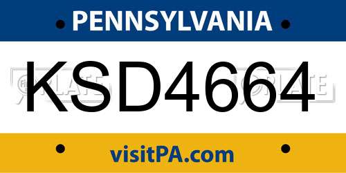 KSD4664 Pennsylvania License Plate