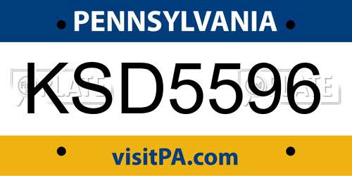 KSD5596 Pennsylvania License Plate