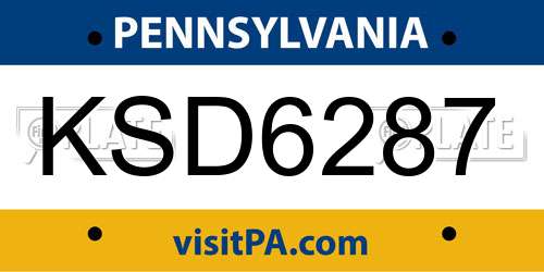 KSD6287 Pennsylvania License Plate