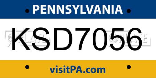 KSD7056 Pennsylvania License Plate