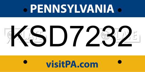 KSD7232 Pennsylvania License Plate