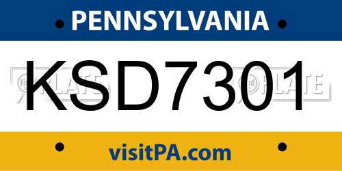 KSD7301 Pennsylvania License Plate