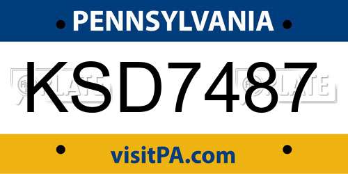 KSD7487 Pennsylvania License Plate