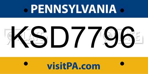 KSD7796 Pennsylvania License Plate
