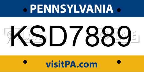 KSD7889 Pennsylvania License Plate