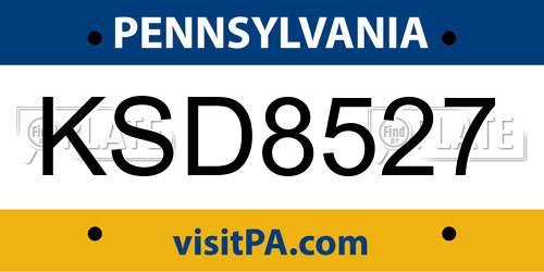KSD8527 Pennsylvania License Plate