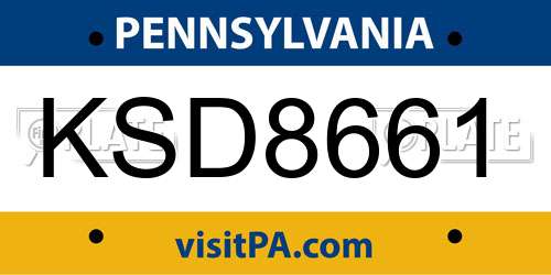 KSD8661 Pennsylvania License Plate