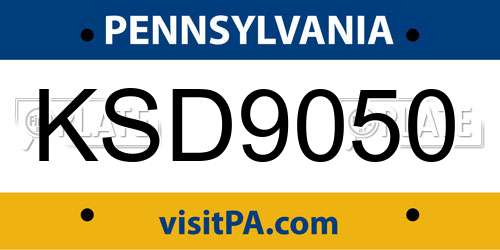 KSD9050 Pennsylvania License Plate