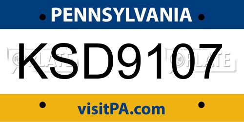 KSD9107 Pennsylvania License Plate