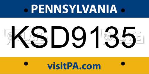 KSD9135 Pennsylvania License Plate