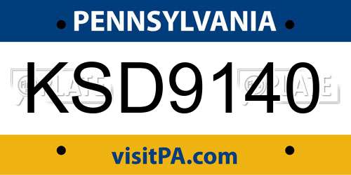 KSD9140 Pennsylvania License Plate