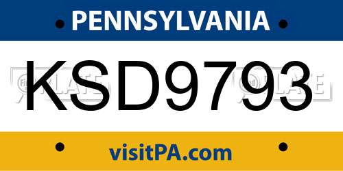 KSD9793 Pennsylvania License Plate