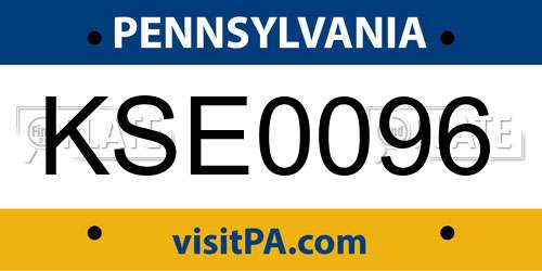 KSE0096 Pennsylvania License Plate