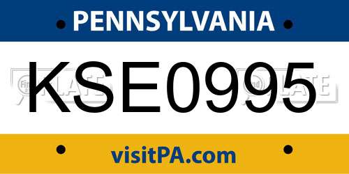 KSE0995 Pennsylvania License Plate