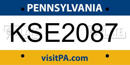 KSE2087 Pennsylvania License Plate