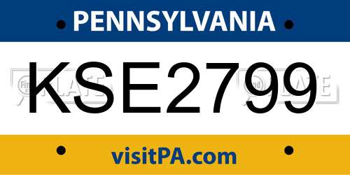 KSE2799 Pennsylvania License Plate