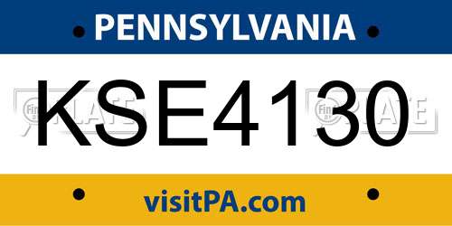 KSE4130 Pennsylvania License Plate