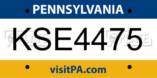 KSE4475 Pennsylvania License Plate