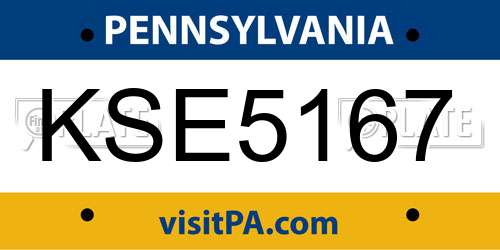 KSE5167 Pennsylvania License Plate