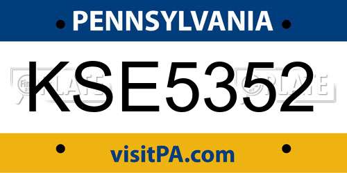 KSE5352 Pennsylvania License Plate