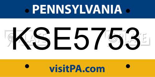 KSE5753 Pennsylvania License Plate